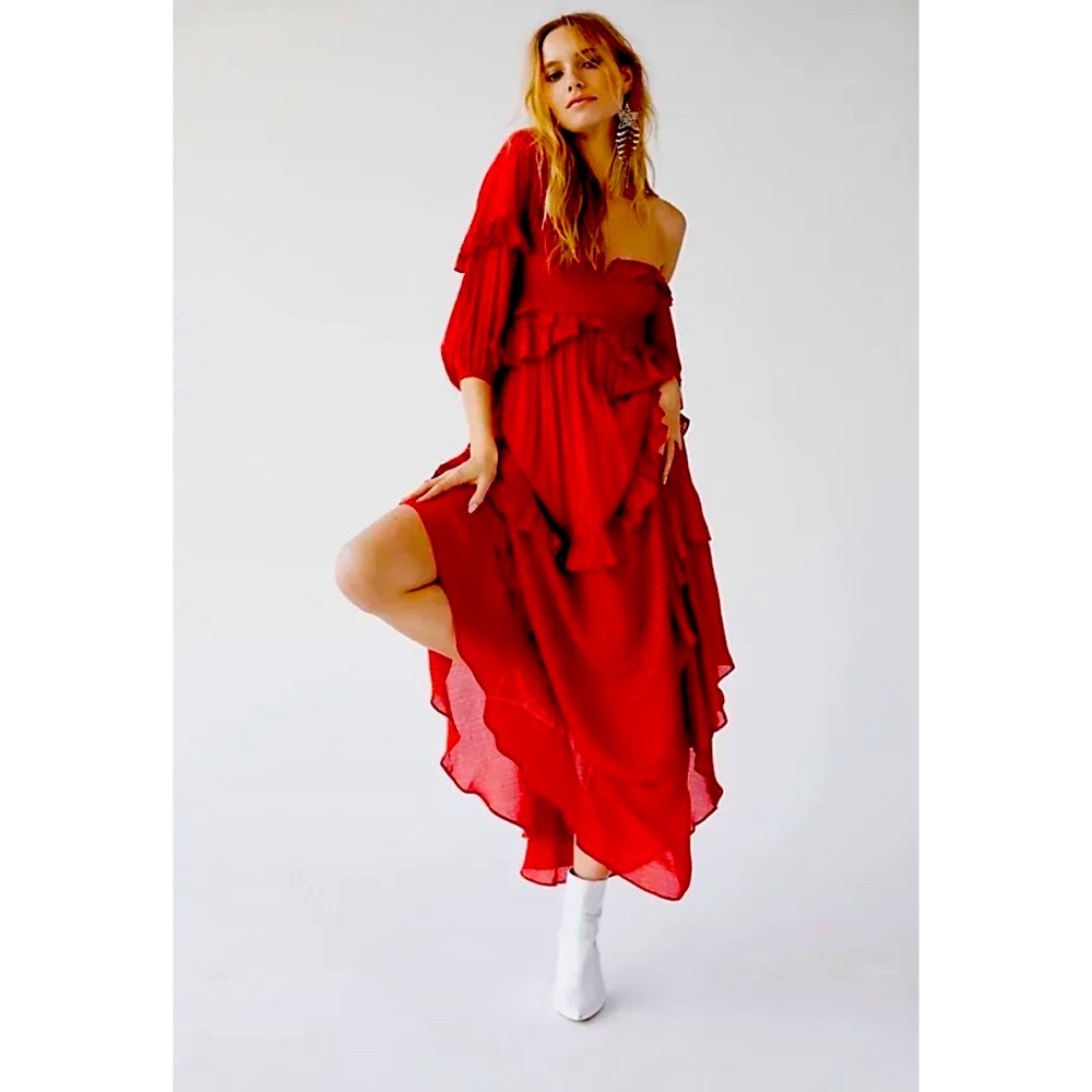 Free People X Spell & The Gypsy Clementine Mermaid Red Maxi Dress Size Small NWT